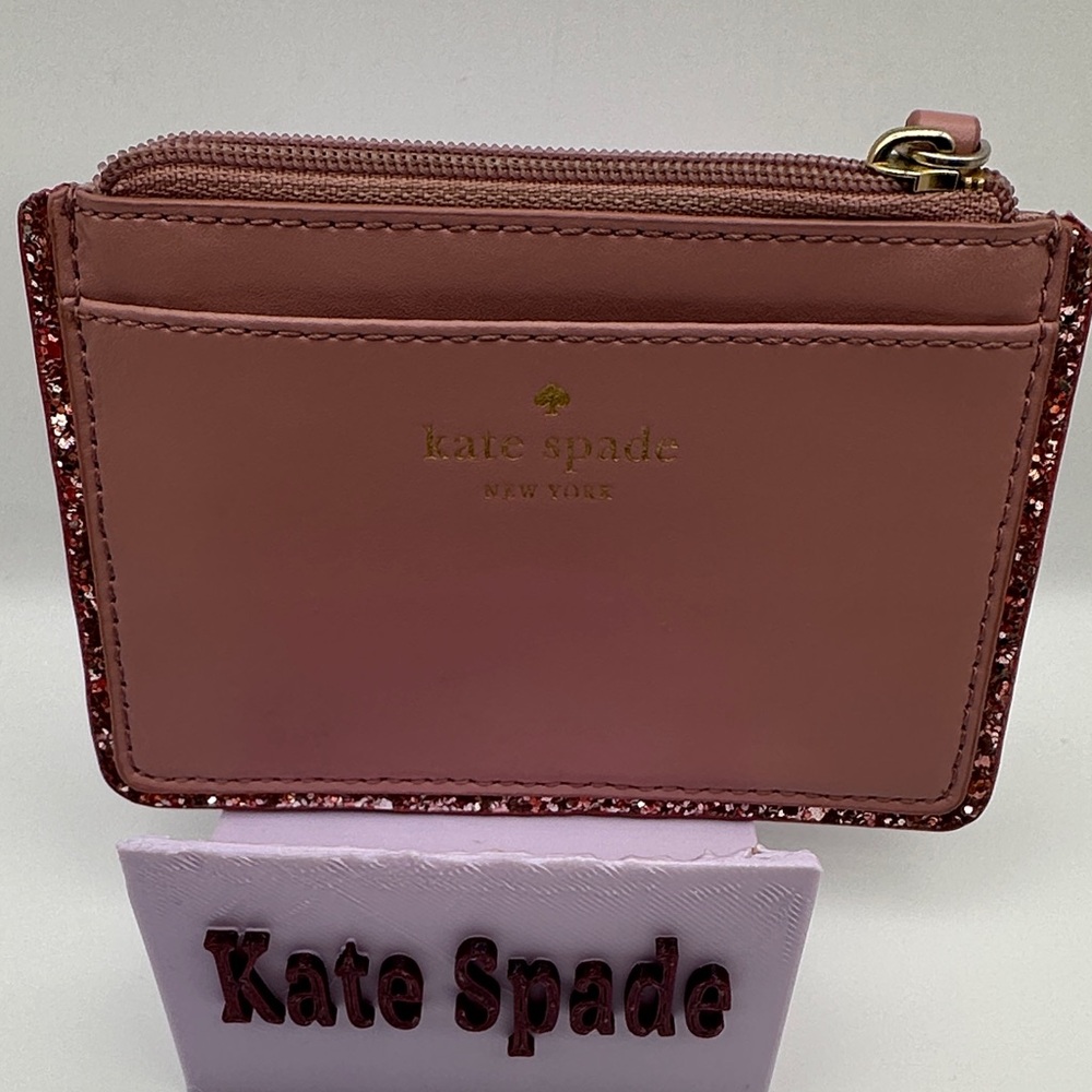 EUC Kate Spade Blush Pink Glitter Boarder Card Holder